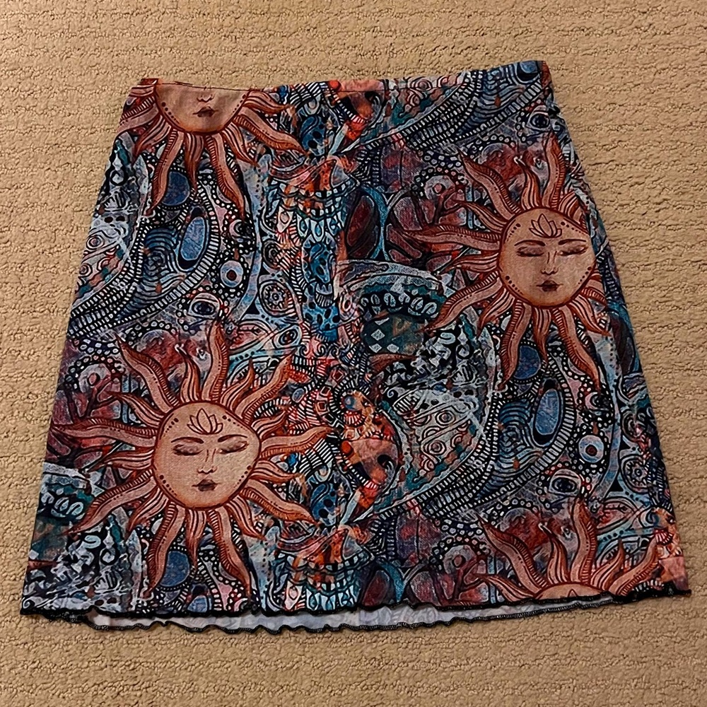 Multi colour pattern mini skirt